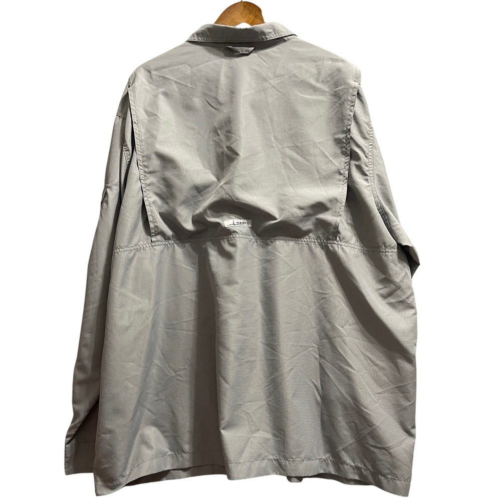 Habit Fishing Shirt 2XL Gray Solar-Factor UPF 40+ Vented Long Sleeve Gorpcore - Picture 2 of 9